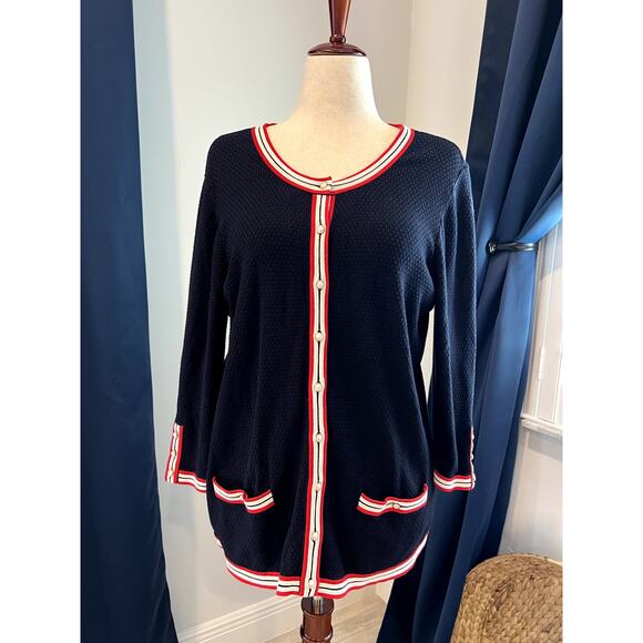 Talbots Sweaters - TALBOTS 1X Red White Blue Sweater Cardigan 4th of July USA Anniversary Patriotic